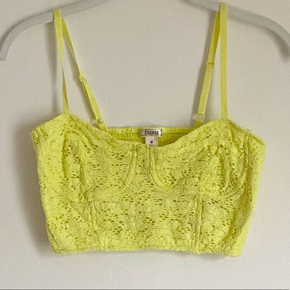 Yellow bustier styled crop top size M